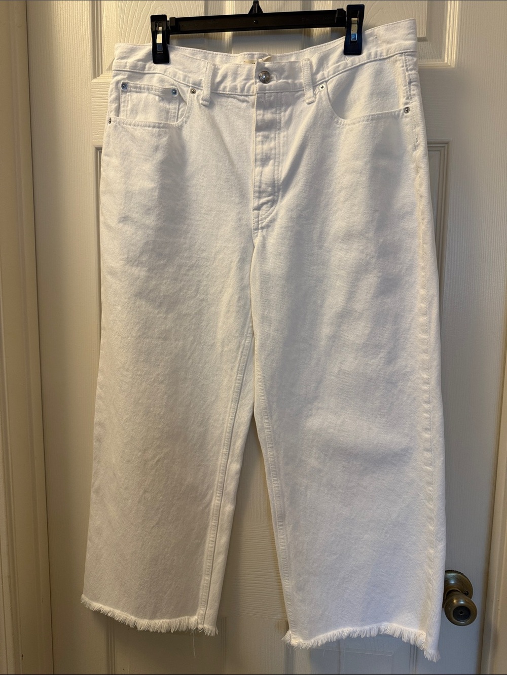 Madewell White Low-Slung Baggy Crop Jeans Size 30 Button Fly Wide Leg